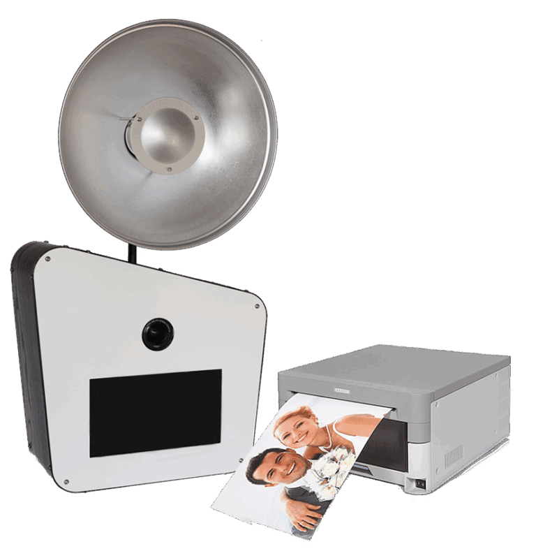 Fotobox Berlin mit Studioblitz und professionellem Fotodrucker für hochwertige Eventfotos