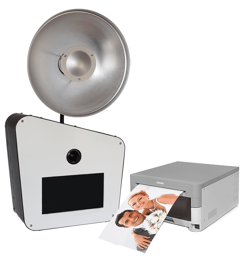 Fotobox Berlin mit Studioblitz und professionellem Fotodrucker für hochwertige Eventfotos